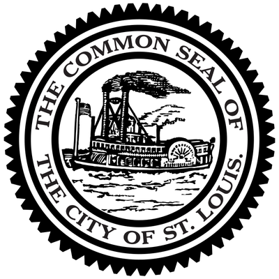 The Common Seal of the City of St. Louis, showing a riverboat